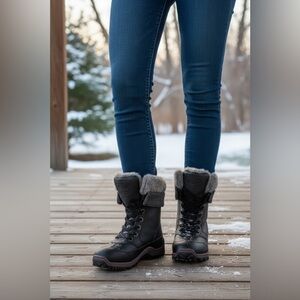 Pajar Black Boots with Gray Fur Lining